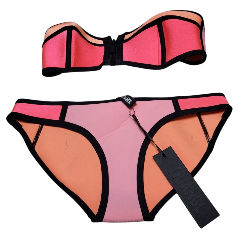 NWT Triangl Swimwear Vibrant Pink and Orange Bikini - Size S/XS - Picture 3 of 9
